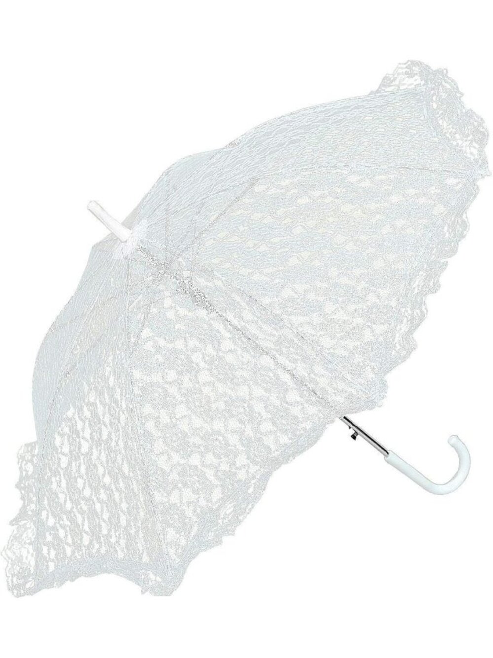 White Lace Bridal Parasol 30in Victorian Wedding Umbrella Lolita Cosplay